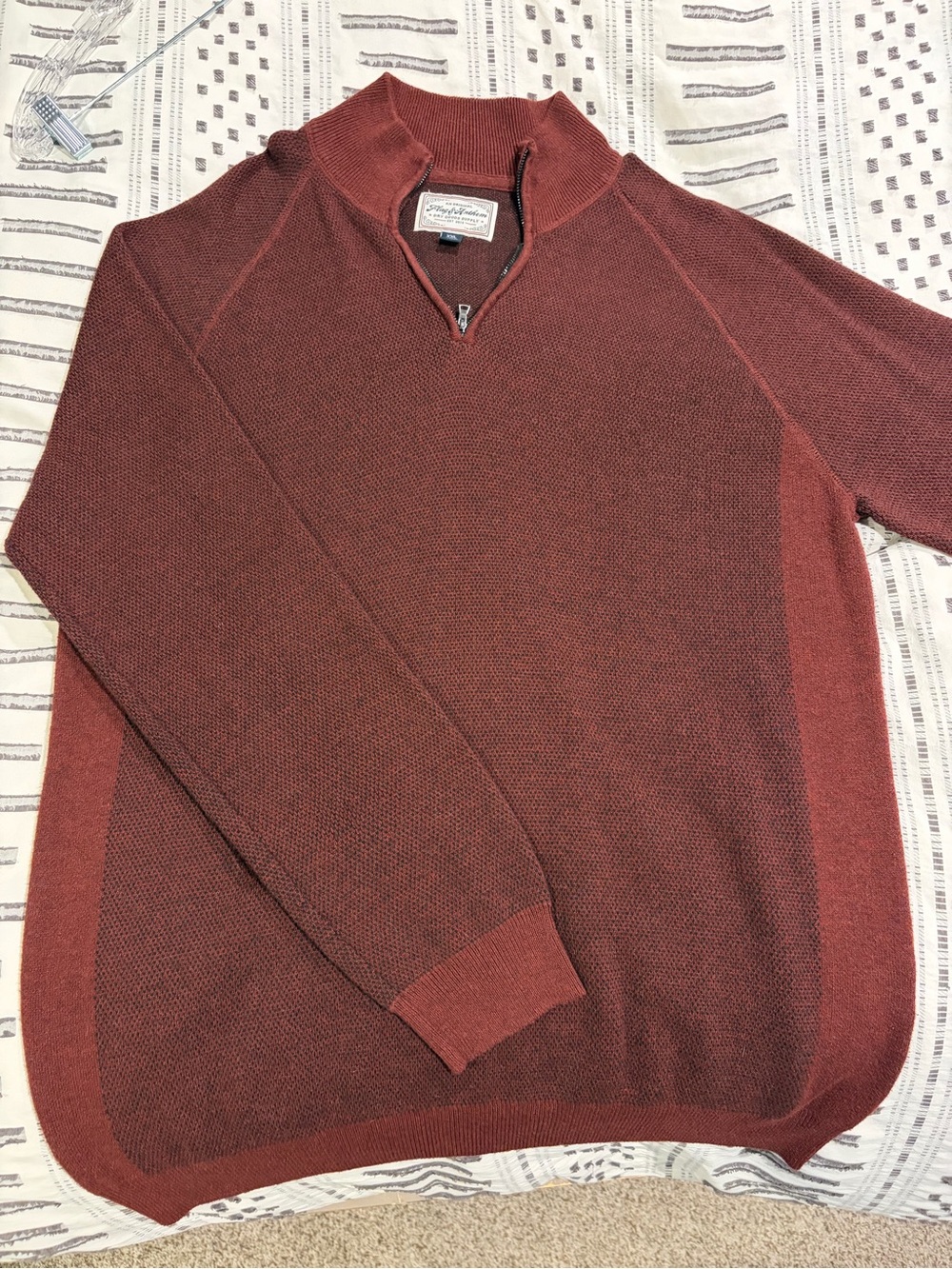 Men’s Flag and Anthem Half-Zip Sweater - XXL Rust